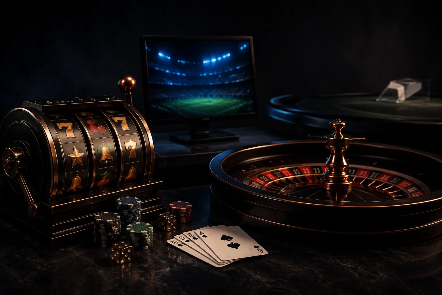 Ilustrasi kategori slot, meja kasino, dan sportsbook yang dikaitkan dengan C8VIP